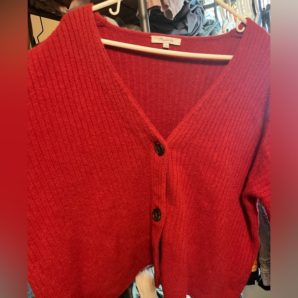 Madewell wool alpaca red cardigan